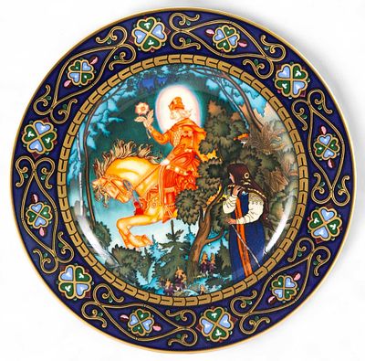 Тарелка Красный всадник фарфор Б. Зворыкин Vileгоу & Boch, Германия 21,2 см. Борис 