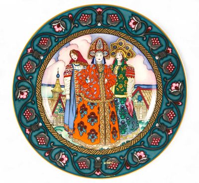 Тарелка Василиса Прекрасная и сводные сестры фарфор Б. Зворыкин Vileгоу & Boch, Германия 21,2 см. 