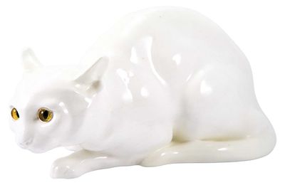 Скульптура Модерн Белая кошка фабр. А. Фёрстера (Busch & Ludescher) Австрия 1906-08 гг Н-21 см. 