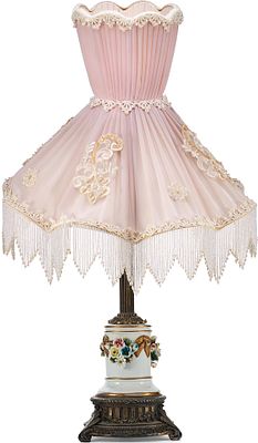 Лампа будуарная с абажуром Капо-ди-Монте (?) Европа кон. XIX - нач. ХХ в. Н-71,5 см. Европапосле 