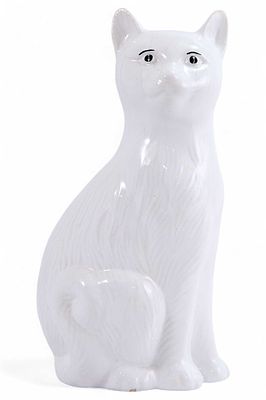 Скульптура Белая кошка фаянс, Европа ХХ в. Н-24,8 см. Германиявторая половина ХХ векафаянс; 