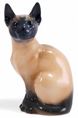 Скульптура Сиамская кошка фарфор, Royal Copenhagen Копенгаген, Дания H-19 см. Копенгаген 