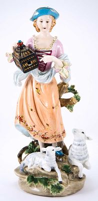 Скульптурная композиция &laquo;Пастушка&raquo;. Исполнитель: Мейсен (?)Европа (Германия?)Начало XX 