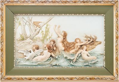 Панно &laquo;Диана и Актеон&raquo;. Европак. XIX-н. XX ввфарфор (бисквит), литье, лепка, роспись 