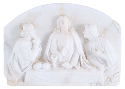Рельефная композиция &laquo;Причащение&raquo;. Е. К EcKertИталияНачало XX векаалебастр, резьба, шлифовка22 