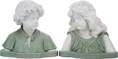 Парные бюсты "Мальчик и девочка" Дмитровский фарфоровый завод Вербилки 1927-39-е гг. Дмитровский 
