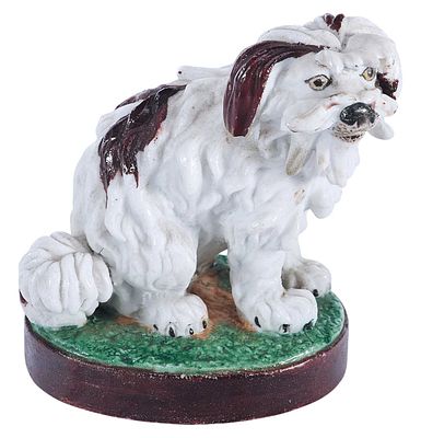 Скульптура Болонка фарфор, Гарднер кон. XIX в. Российская Империя Н-7,6 см. Завод ГарднераКонец 