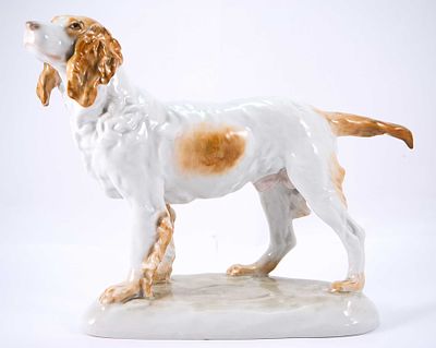 Скульптура Спаниель фарфор, Херенд (Herend) Венгрия 1960-86 гг. 32х24 см. Херенд 