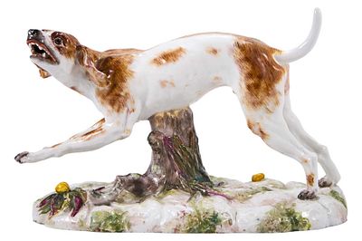 Скульптура Гончая фарфор Хехст (H&ouml;chst) 1750-90-е гг. Гессен 32х19 см. Хехст, Германиявторая 