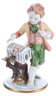 Скульптура Птицелов фарфор, 1958-76 гг. Унтервайсбах Unterweissbach Германия Н-16,7 см. Унтервай 