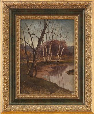 Картина &laquo;Поздняя весна&raquo;. К.К. (неизв. художник)Европа1891бумага на картоне, масло26,2 см х 18,7 