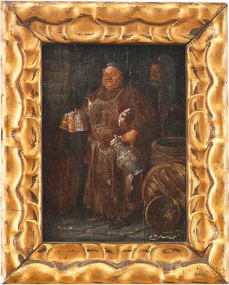 Картина &laquo;Монах с пивом&raquo;. неизв. немецкий художникЕвропапервая половина XX векадерево, масло13,8 