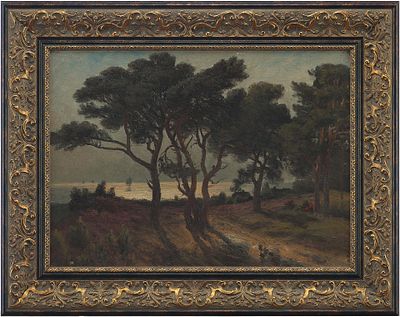 Н/Х Сосны на фоне моря к/м Европа нач. ХХ в. 39,5x54,5 см. неизвестный художникЕвропаНачало XX 