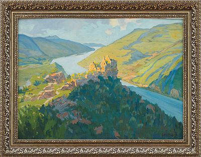 Картина &laquo;Замок Кюнрингербург в долине Вахау&raquo;. G. WiremanГермания1955картон, масло50 см х 68 