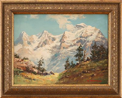Картина "Заснеженные горы". Strasky MaximilianЕвропасередина ХХ векахолст, масло30 см х 40 смНа 