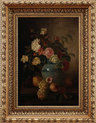 Картина &laquo;Букет роз и фрукты&raquo;. Е. HohenbergerЕвропапоследняя четверть ХІХ векахолст, масло68 см х 