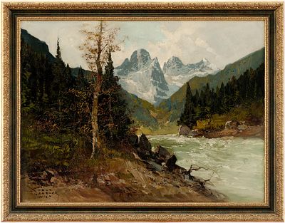 Ханс Грабнер (Hans Grabner 1908–1990 гг.) Горный пейзаж х/м Австрия втор. пол. ХХ в. 60x81 см. H 