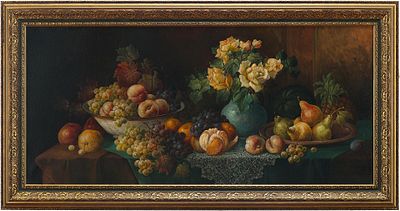 Натюрморт с цветами и фруктами художник Rudolf Stoitzner. Rudolf StoitznerПервая четверть XX 