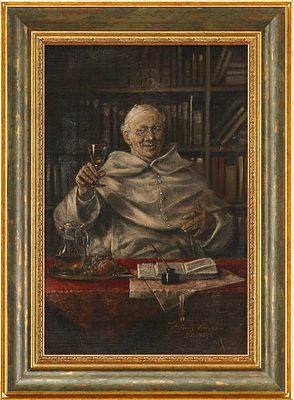 Картина "Священник в библиотеке". Н. LarsenГермания1923холст, масло38,5 см х 25,5 см На картине 