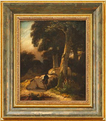 Картина &laquo;На горной тропинке&raquo;. C. MullerГермания1858картон, масло22,5 см х 18,5 см Изображён 