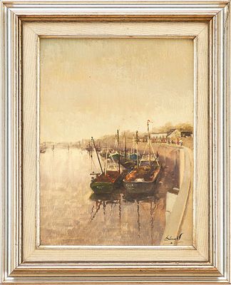 Картина &laquo;Городская набережная&raquo;. BroersГолландияконец XIX — начало XX ввкартон, масло40 см х 35,5 