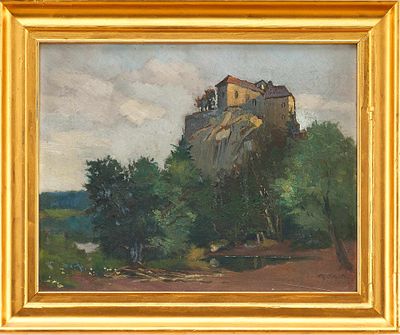 Картина &laquo;Замок Рабенштайн&raquo;. Robert Voit (Foit)Австрия1930-ггкартон, масло24 см х 31 см В центре 