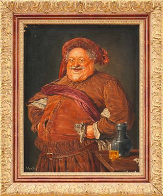 Картина &laquo;Господин с выпивкой&raquo;. Fey СЕвропаНачало XX векахолст, масло35 см х 28 см Пожилой 