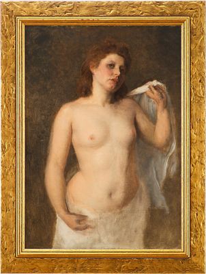 Картина &laquo;Натурщица с простыней&raquo;. Frans RumplerЕвропаначало ХХ векахолст, масло58 см х 41 смНа 