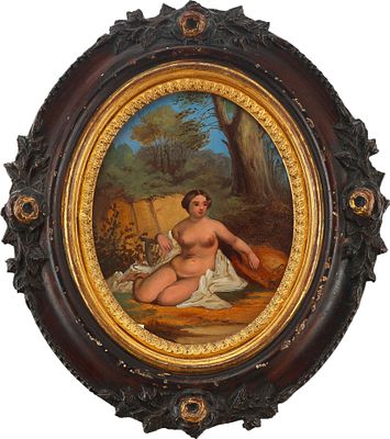 Картина &laquo;Обнаженная в круглой рамке&raquo;. неизв. европейский художникЕвропаКонец XIX векакарто 