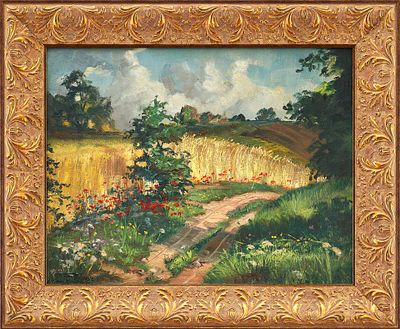 Картина &laquo;Тропинка у пшеничного поля&raquo;. MirowГермания1934дерево, холст, масло32 см х 41 смНа 