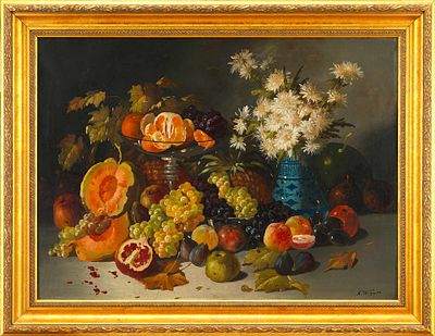 Натюрморт с фруктами, Европа. Винхарт АнтонЕвропаКонец XIX векахолст, масло74 см х 101 см Справа 