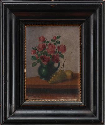 Натюрморт &laquo;Розы, гроздь винограда и груша&raquo;. MйllerЕвропапервая половина ХХ векакартон, масло15 