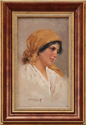 Портрет молодой итальянки. А. Foulongone?ЕвропаПоследняя четверть XIX векадерево, масло29,3 см х 