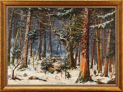 Н/Х Валежник зимой х/м Европа пер. пол. ХХ в. 90x125 см. неизв. европейский 