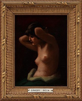 Geza Z&aacute;honyі (1889-? гг.) Обнаженная к/м Венгрия пер. пол. ХХ в. 23,8x18 см. Geza 