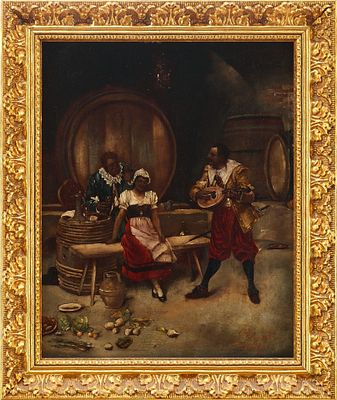 V. Seljivert Трактирная сцена дер. масл. Германия кон. XIX в. 26x20,9 см. неизв. немецкий 