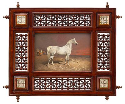 Карлом Хаагом (1820–1915 гг.) Арабский жеребец к/м Германия 1870-е гг. 20,7x30,8 см. Карл 