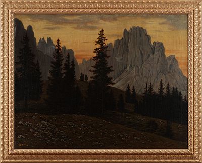 Картина &laquo;Бледные скалы&raquo;. GranowskiПольшаНачало XX векахолст, масло70 см х 90 см Изображен горный 