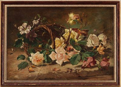 Картина &laquo;Дикие розы в корзине&raquo;. Franz Francois GeertsЕвропаконец ХIХ векахолст, масло59 см х 85 