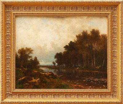 Картина &laquo;Пейзаж с коровами&raquo;. Eduard Peithner von LichtenfelsЕвропа1869дерево, масло34,3 см х 42 