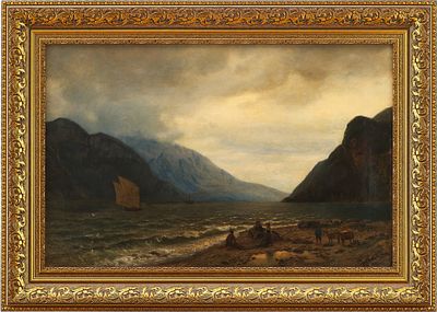 Карл фон дер Хеллен (Carl von der Hellen, 1843–1902 гг.) Горное ущелье с рекой х/м Германия 