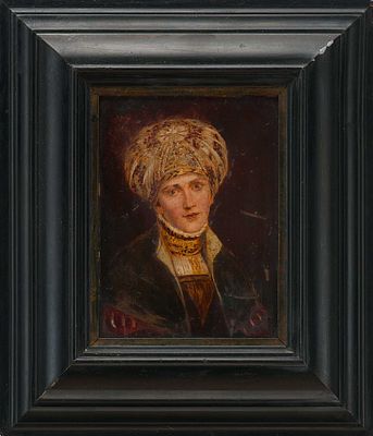 Н/Х Девушка в турецком костюме дер. масл. кон. XIX - нач. ХХ в. 14,7x11,3 см. неизв. 