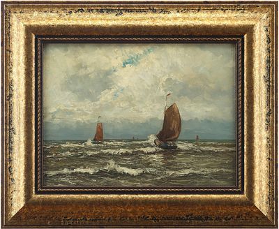 H. Reuter "Парусники в море" 1930-е гг. 45Х30 Х.М. Helmut Reuter1930 ггхолст, масло30 см х 45 