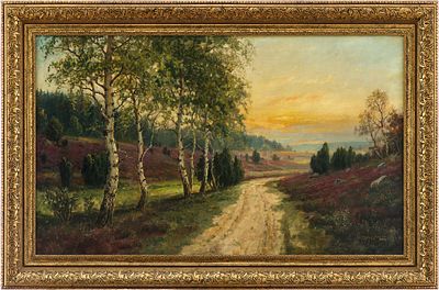 L. Sorensen Вересковые поля Дания пер. чет. ХХ в. 60,5x100 см. L. SorensenПервая четверть XX 