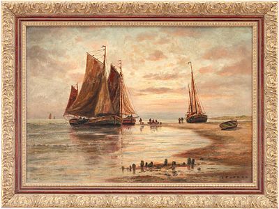 Картина &laquo;Дневной улов&raquo;. J. Fokkenпервая половина XX векаоргалит, масло35 см х 49,8 смНа картине 