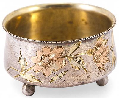 Солонка, автор Прокофьев И.П. Прокофьев И.П.Москва1899-1908 ггсеребро 84, гравировка 