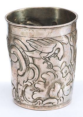 Стакан барроко серебро 84 пр. Москва 1759-84 гг. 72 гр. Н-7,6 см. Москва1770серебро; штамп 