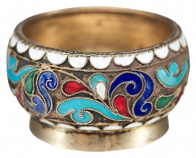 Солонка автор Салтыков И. Д. Салтыков И. Д.Москва1884-1890-е ггсеребро 84, эмаль по скани 