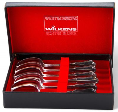 Шесть чайных ложечек в оригинальном футляре. ГерманияФирма: Wilkens &amp; Sohneконец XX 