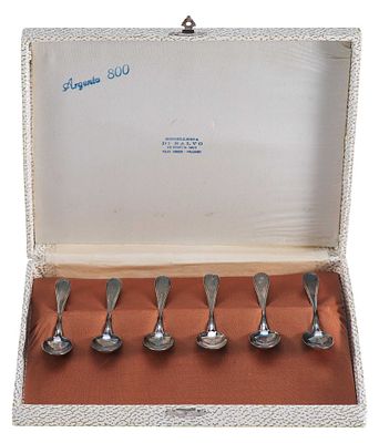 Набор кофейных ложечек серебро 800 пр. 68 гр. Италия 1970-80-е гг. Италия1970-1980-е ггсеребро 